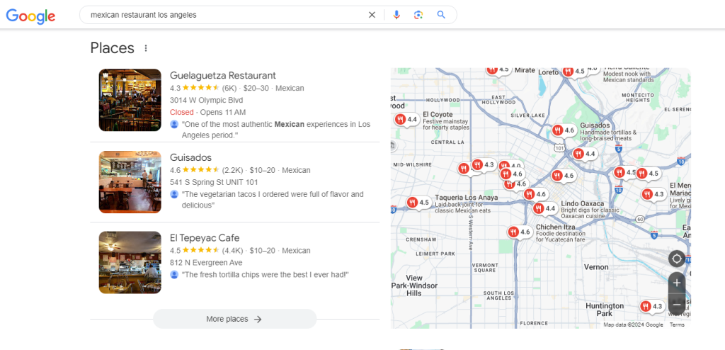 Google Business Profiles on Google Search Results